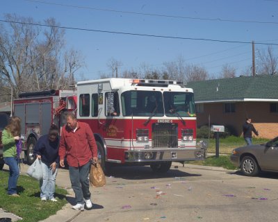 Traditional End of Mardi Gras Parades a Fire Truck