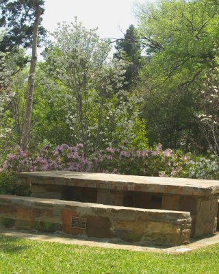 Restored WPA Stone Picnic Table, one of several along with benches in the park