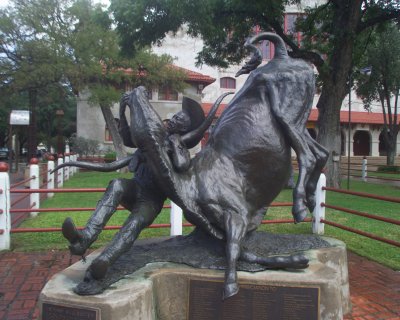 Bill Pickett Statue outside of the Coloseum in the Stockyards in Ft Worth Texas