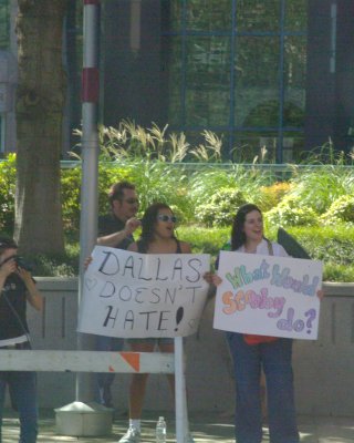 Westboro Baptist Church of Topeka Ks Protests at Cathederal Guadalupe in Downtown Dallas 7-11-10