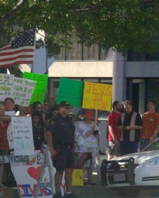 Westboro Baptist Church of Topeka Ks Protests at Cathederal Guadalupe in Downtown Dallas 7-11-10