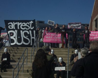 Protest at the Ceremony for the George W Bush Presidential Library on the SMU campus