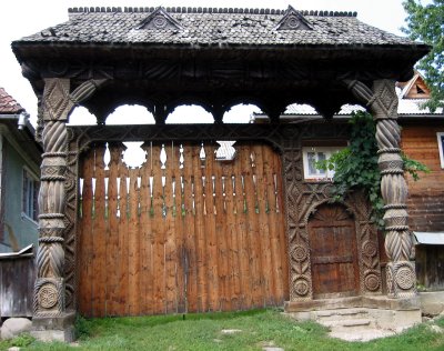 Hand-carved gate in Maramures region