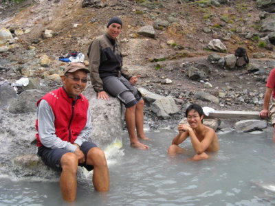 Taking a break in the natural hot pools
