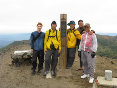 Top of Asahidake after 6 hours of hiking. A light rain started during the descent.
