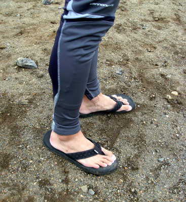 Andrew's hiking shoes. Locals were amazed.