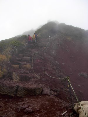 As we near the top, clouds and strong winds moved in.