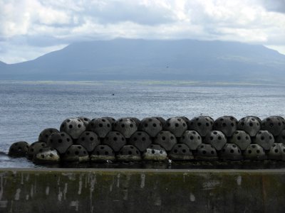 Views from Rebun Island are dominated by Mt. Rishirifuji across the water.