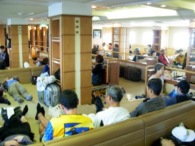 Crowded ferry back to Hokkaido.