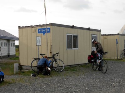 Our Rider House in Teshio. Cheaper than camping, but very tight quarters.