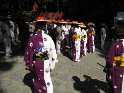 Annual Archery Event in Nikko. Participants dressed in traditional clothing.