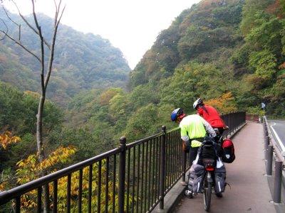 Day 44: The morning ride is along a river gorge.