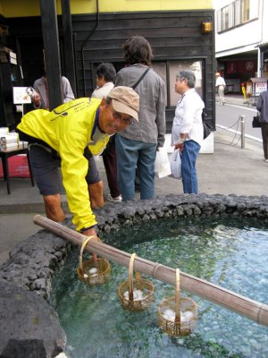You can buy eggs slow cooked in the hot spring water.