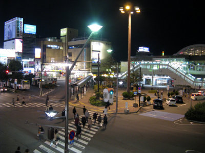 JR Train Station at night.