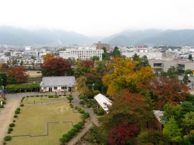 View of Matsumoto from the castle. There's also a collection of guns and armor.