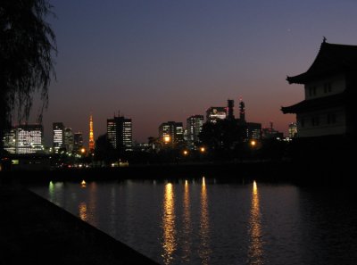 Night time around the Imperial Palace.