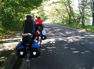 Heading toward the big climb for the day.