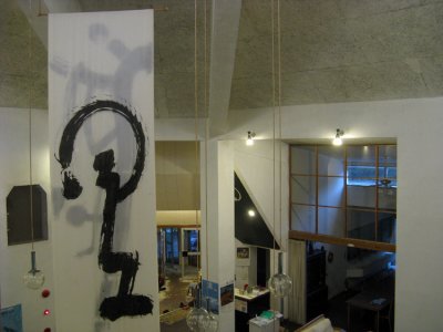 From the balcony above.