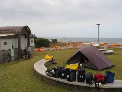 The campground was closed, but we set up anyway after dark.