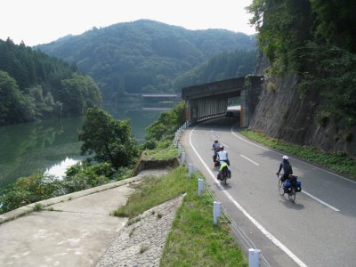Our scenic road pass a reservoir.