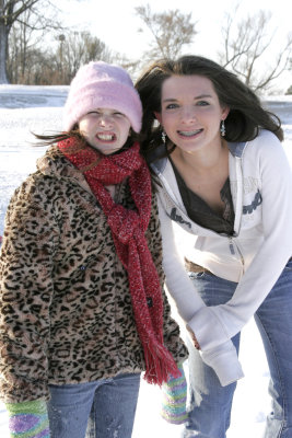 J and A in snow