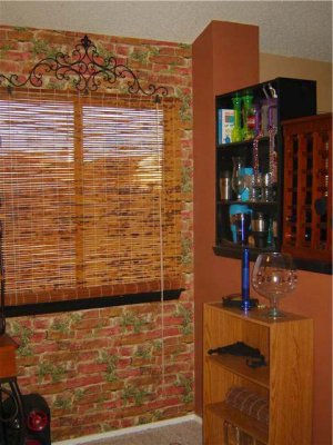 A Bar Window with Wine Rack