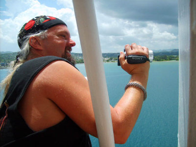 Jay videoing our arrival in Jamaica