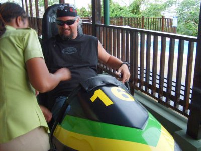 Jay in his bobsled ready to roll