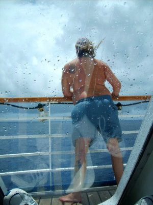 Jay braving the storm true pirate style