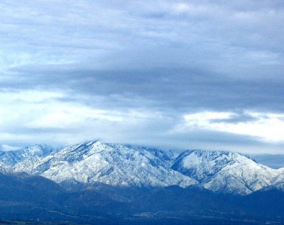 Mt. Baldy with cloud cover over its top