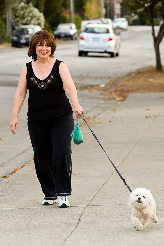 10/3/2010  Nancy walking the dog