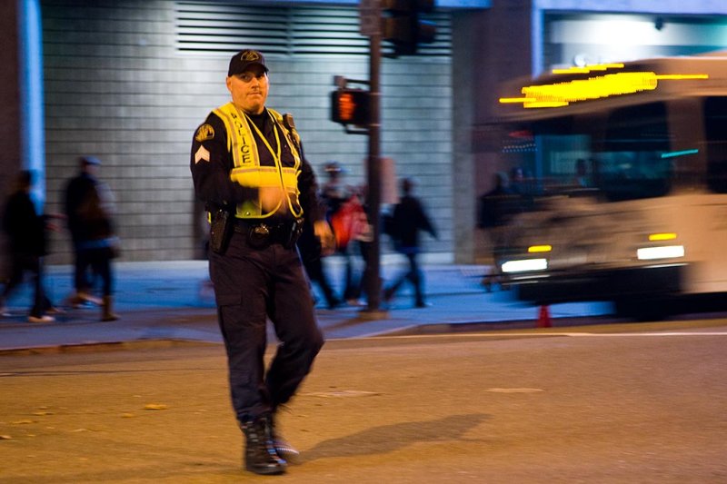 11/9/2010  Policeman outside of HP Pavilion