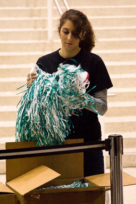 12/11/2010  Getting ready to hand out tassles at the Sharks game