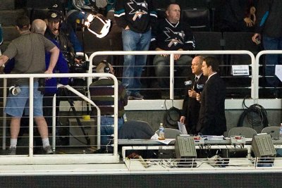 Bob Errey (former Shark) and Paul Steigerwald are the voices of Penguins hockey in San Jose