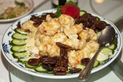 Candied Pecans with Jumbo Prawns