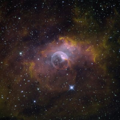 NGC 7635 (R-G-B = Ha-SII-OIII Palette)