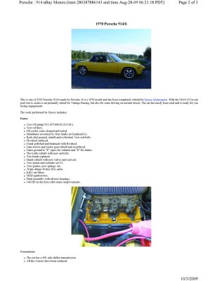 1970 Porsche 914-6 sn 914.043.0830 eBay Aug282009 $24,931 - Page 2