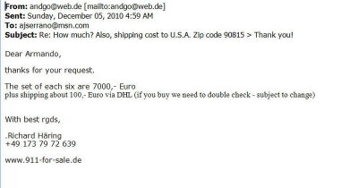 eMail Reply - 20101205 - 906 Parts For Sale at www.911-for-sale.de