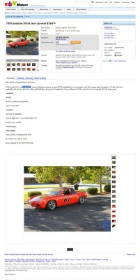 1970 Porsche 914-6 sn 914.043.0507 eBay Auction 20110112 Asking $50,000 No Bids