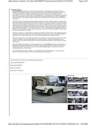 1970 Porsche-914-6 sn 914.043.0594 eBay $24,500 Jun 4, 2008 - Page 2