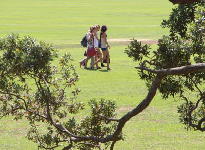 Schoolgirls in a park