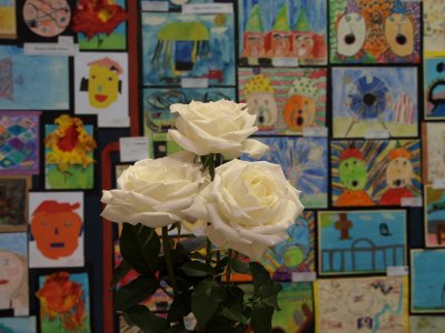 Roses with children's art
