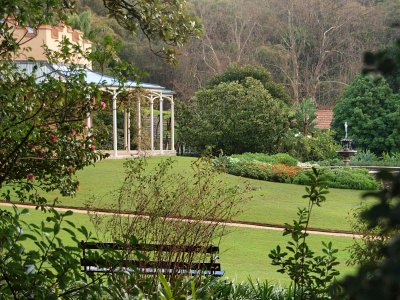 Front lawn and fountain