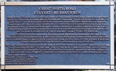 Plaque at Murrays Run culvert