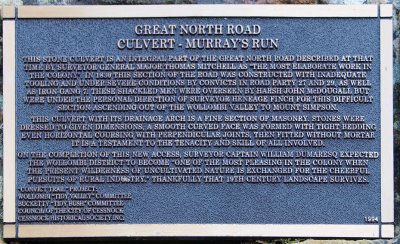 Plaque at Murrays Run culvert