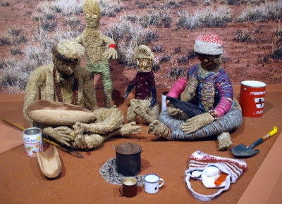 Sculptural representation of an aboriginal family