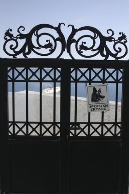 Santorini  Beware of the Dog sign on gate .jpg