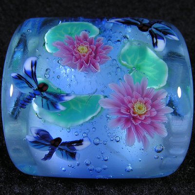 Dragonflies and Waterlilies Size: 1.03 x 0.96 x 0.83  Price: SOLD