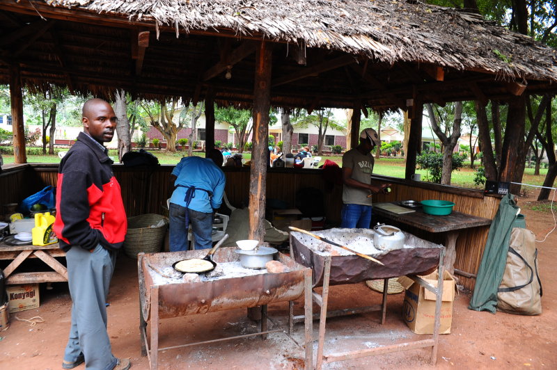 Our cook Woody check out the kitchen at Twiga camp