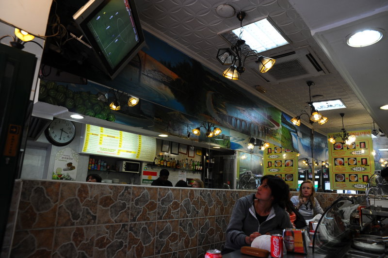 Watching England-USA game.Madrid
